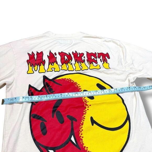 Chinatown Market Devil Smiley Face Flame Graphic T-Shirt Sz Medium Beige Skate - Picture 8 of 8
